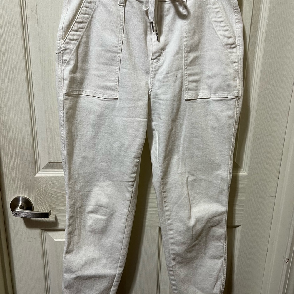 Judy Blue White Denim Pants with Drawstring Waist